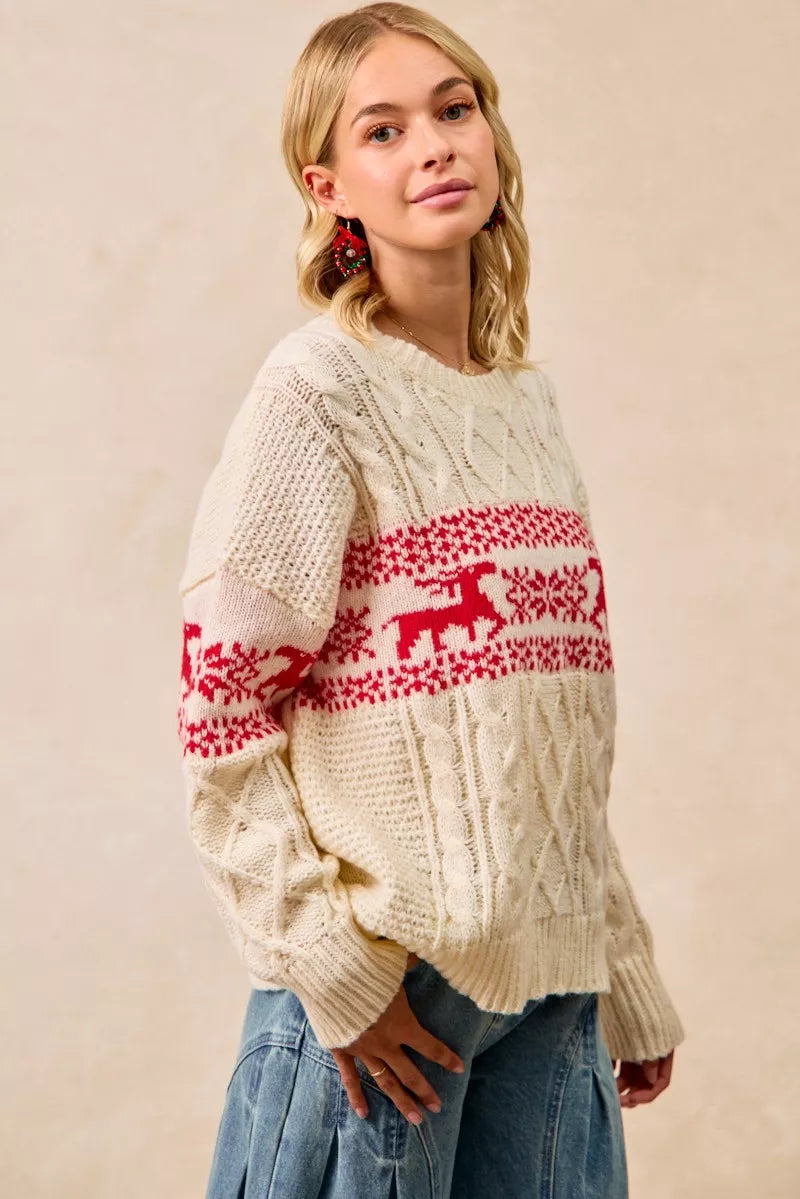 Pull torsadé BiBi motif de Noël