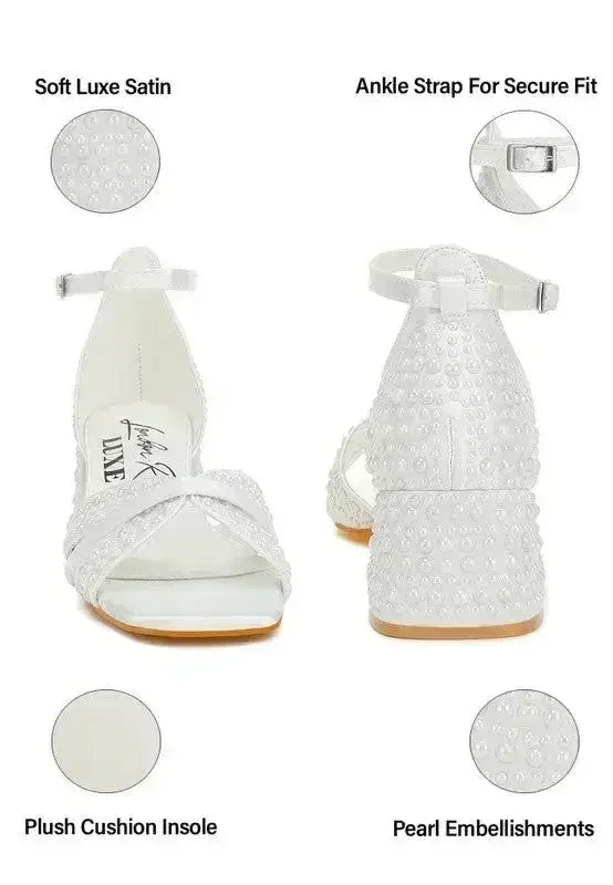 Sandales de mariée Pearl - Chaussures en satin à petit talon - Confort pour les fêtes de mariage