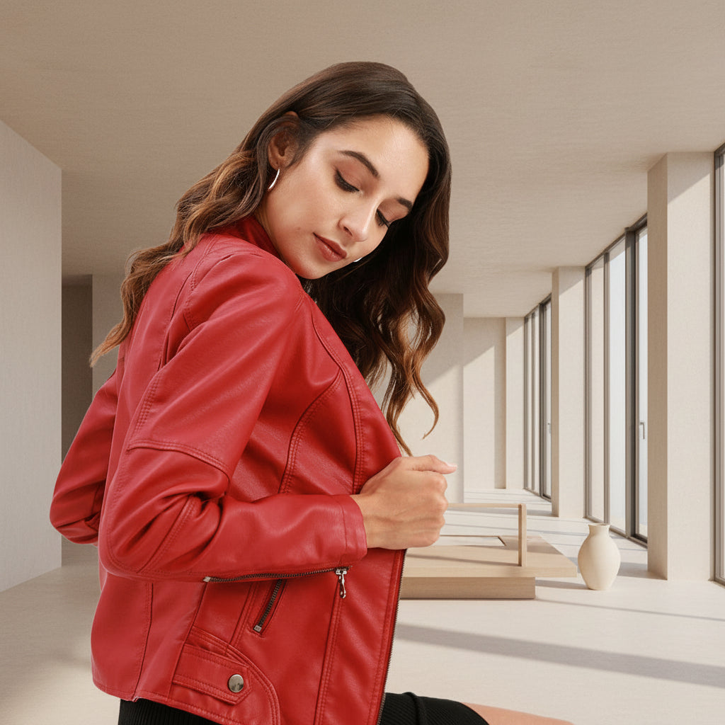 Veste classique en cuir pour femme – Vêtement d'extérieur chic et urbain