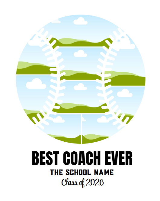 Baseball Best Coach Ever Photo Collage – Editable Canva Template