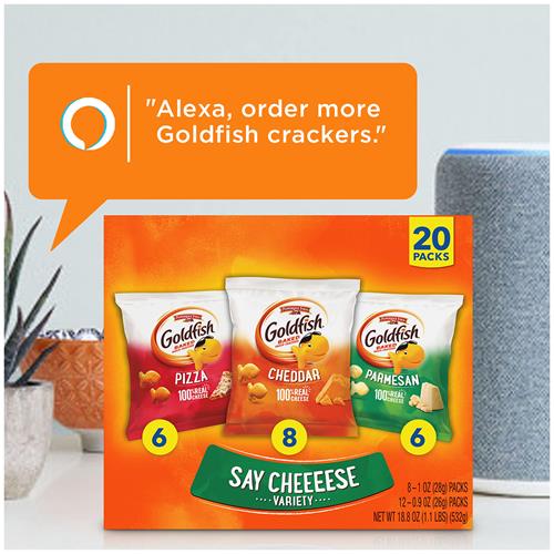 Biscuits Goldfish Say Cheeeese, assortiment de paquets de 20 unités avec cheddar, pizza et parmesan