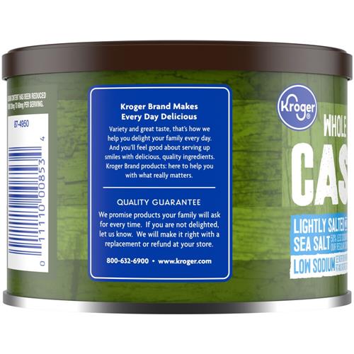 Noix de cajou entières légèrement salées de 8,5 oz de marque Kroger