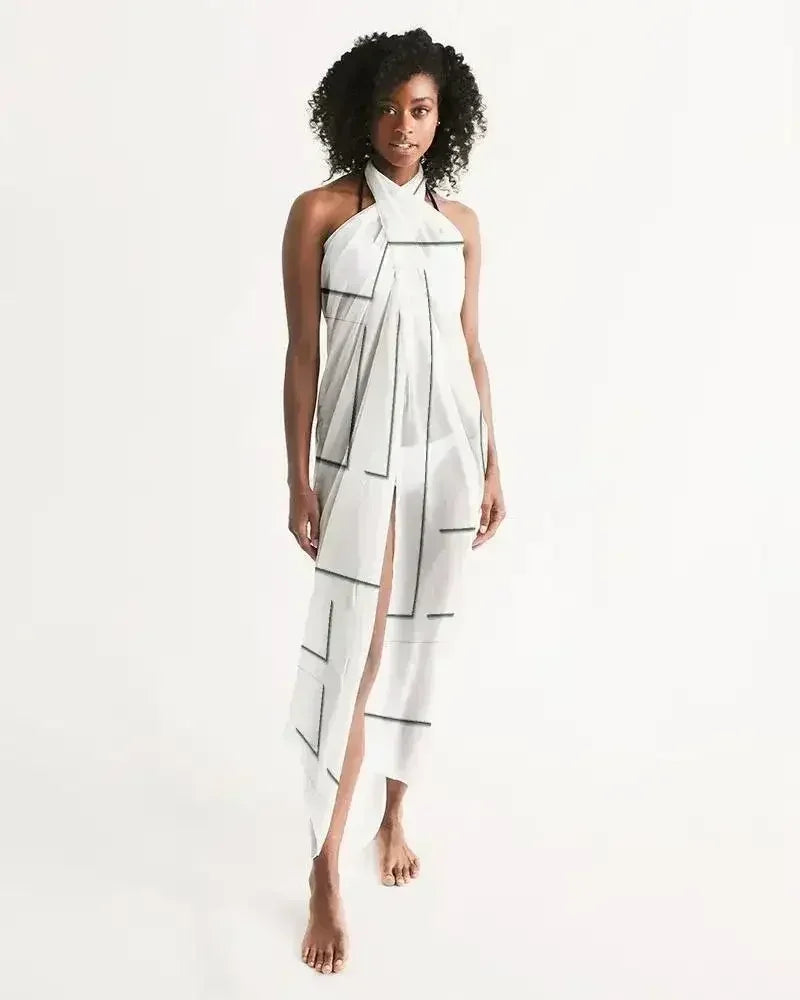Paréo transparent cache-maillot / Géométrique blanc et gris