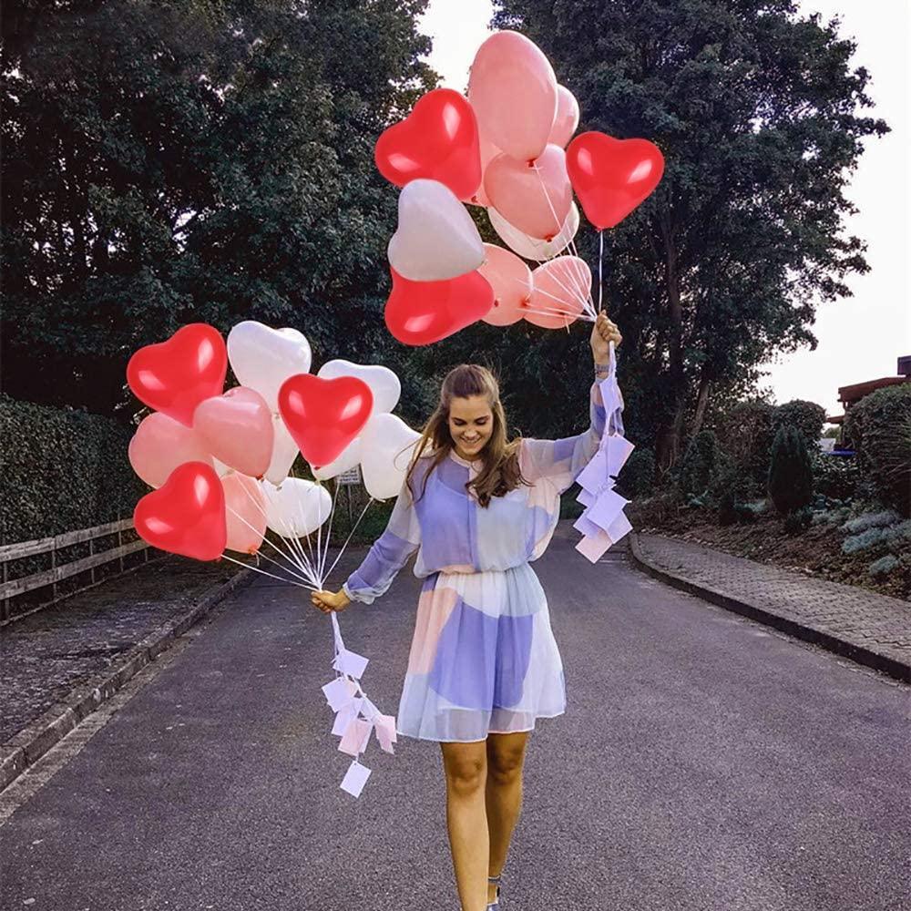 Lot de 100 ballons rouges et roses de 10 pouces en forme de cœur pour mariage, fête et célébration, ballons gonflables en latex à l'hélium pour la Saint-Valentin et anniversaire