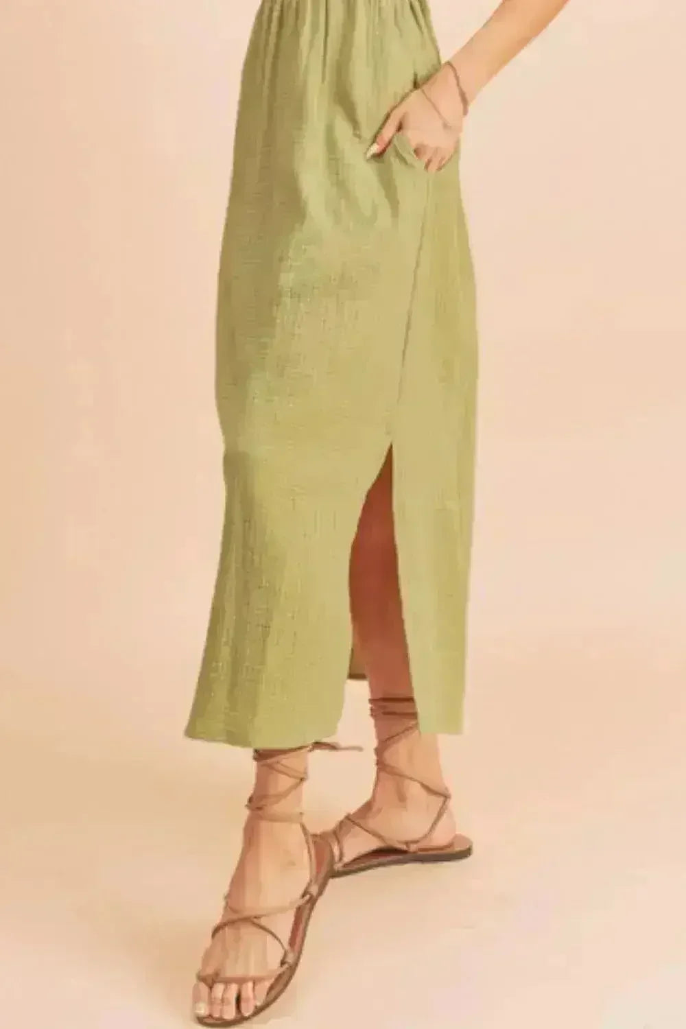 Robe débardeur sans manches à fentes latérales | Robe décontractée 100 % coton - Femstylo