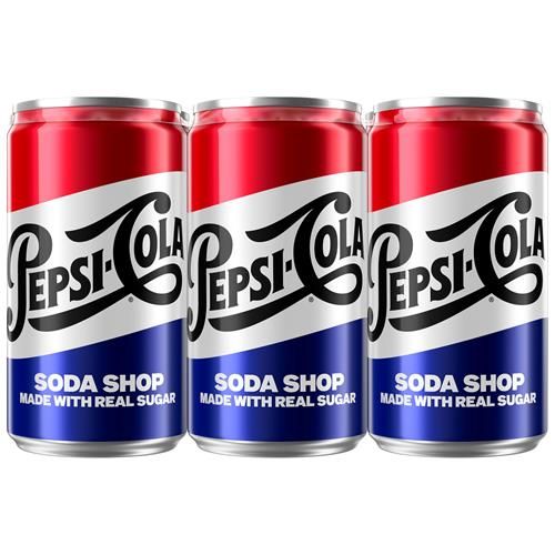 Pepsi Real Sugar Soda, mini-canettes, 7,5 oz, (paquet de 6), Cola, boisson gazeuse (l'emballage peut varier)