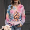 Pull graphique de Noël bonhomme de neige et flocons de neige