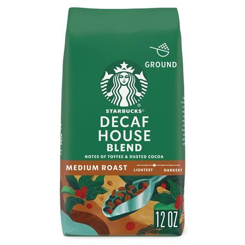 Café moulu Starbucks, café torréfié moyen, décaféiné House Blend, 100% Arabica, 1 sac (340 g)