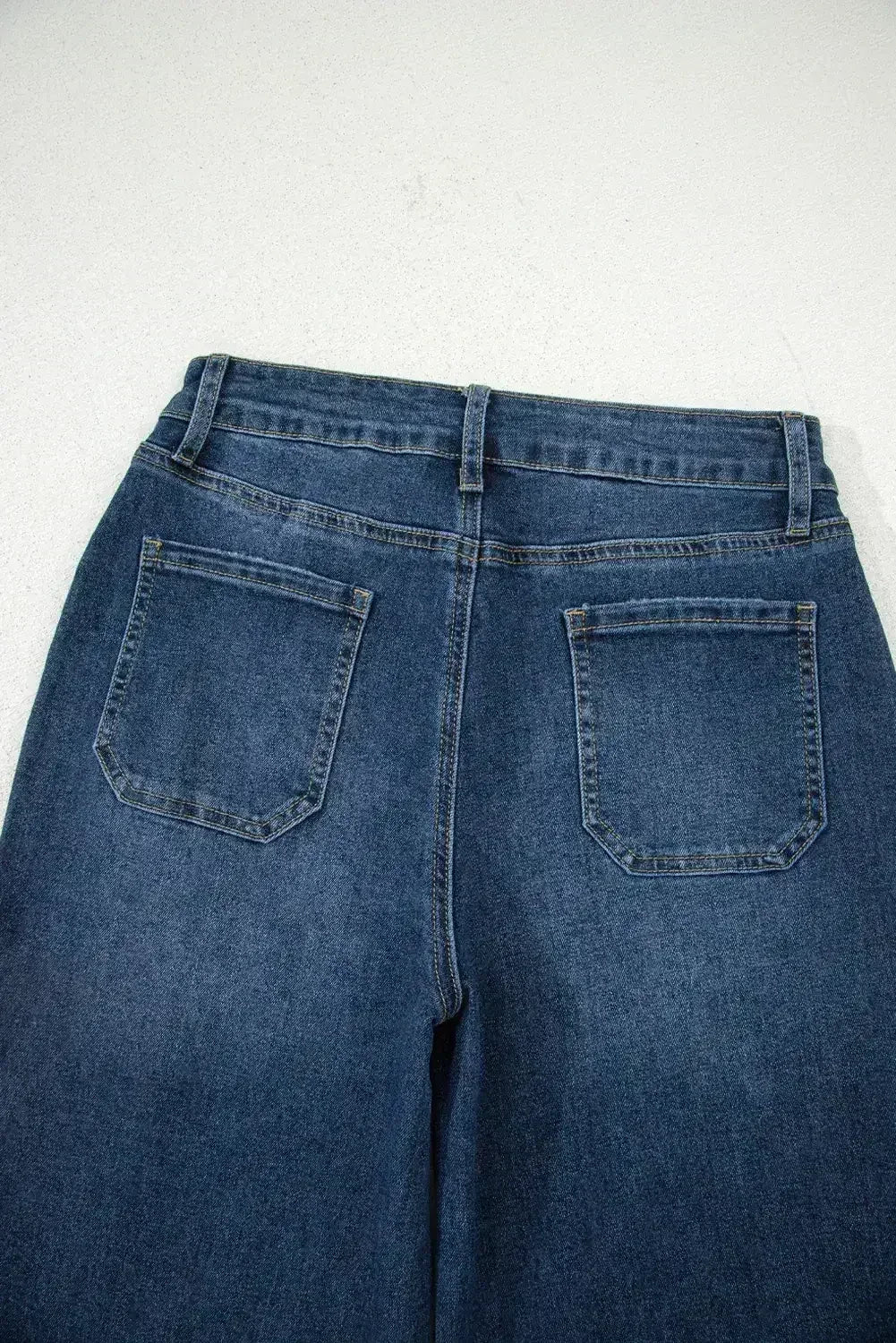 Jean court taille haute large Ashleigh Bleu