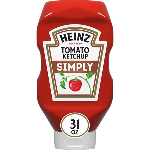 Heinz Ketchup aux tomates Simply sans édulcorants artificiels, bouteille de 879 g