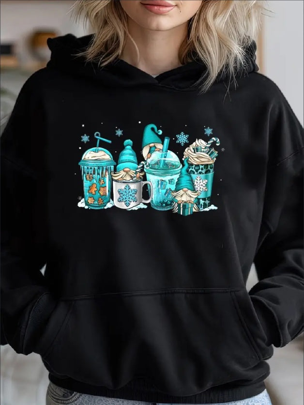 Sweat à capuche de Noël pour femmes avec des gnomes
