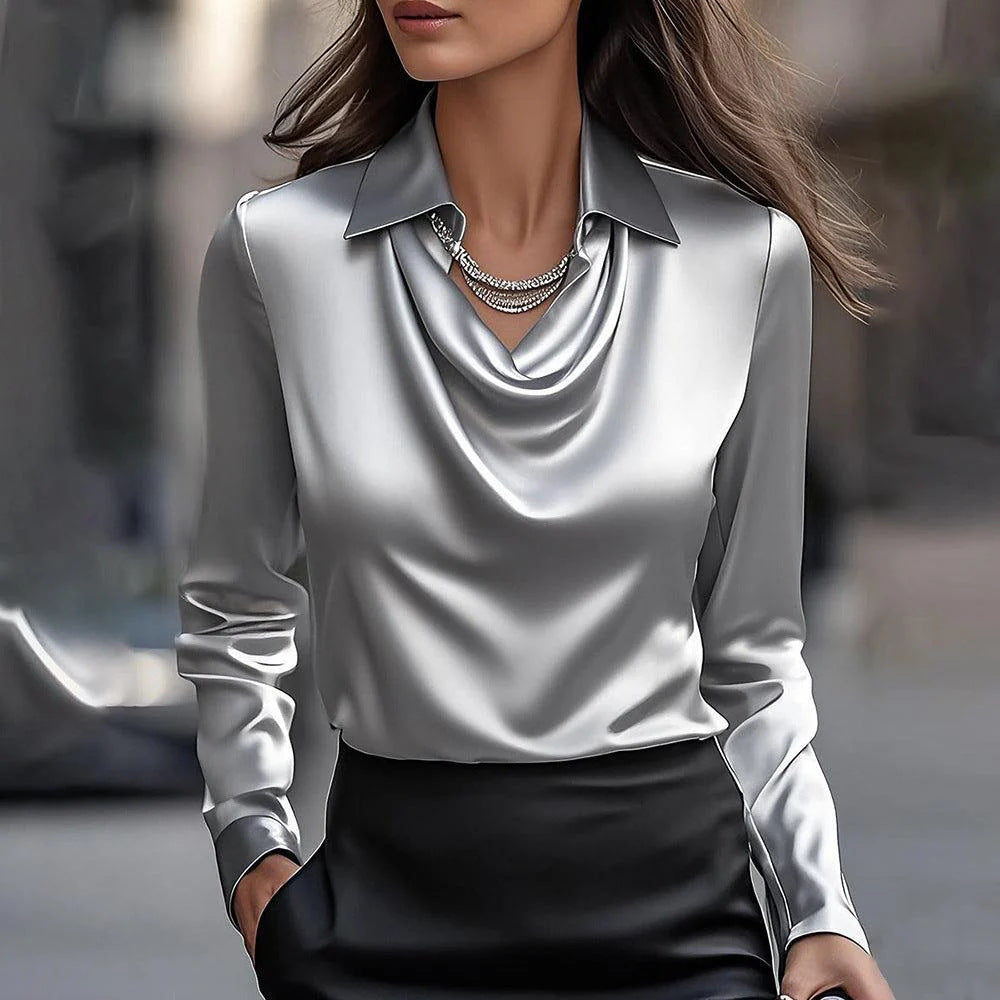 Haut ample en satin à col lavallière | Chemise élégante pour le bureau