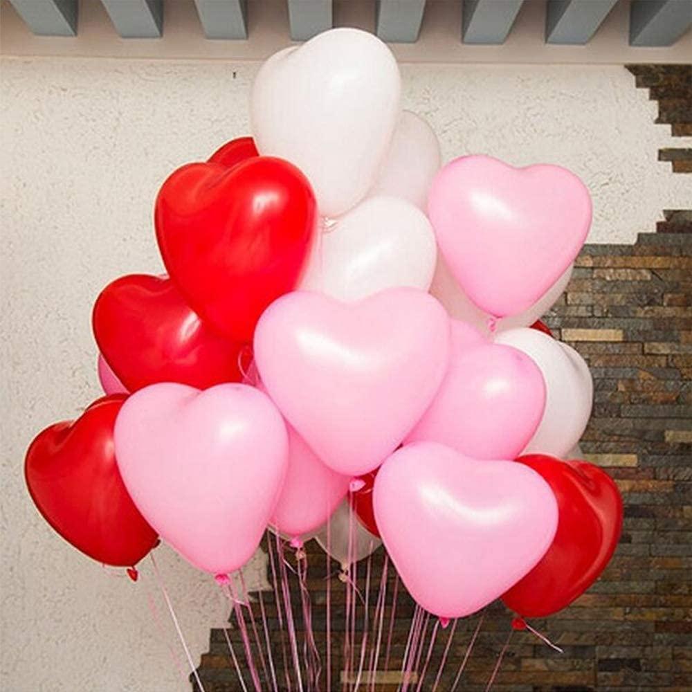 Lot de 100 ballons rouges et roses de 10 pouces en forme de cœur pour mariage, fête et célébration, ballons gonflables en latex à l'hélium pour la Saint-Valentin et anniversaire