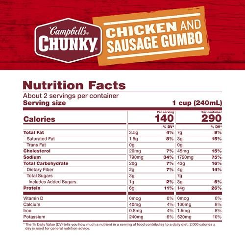 Soupe épaisse Campbell's, Gombo au poulet et à la saucisse, Boîte de 533 g