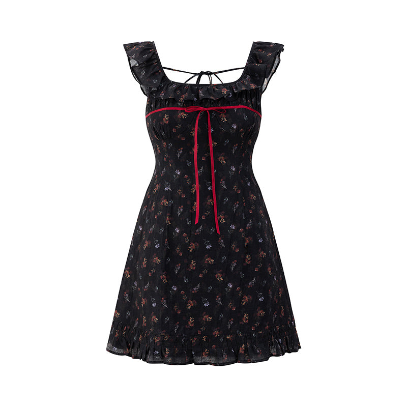Jupe à bretelles sans manches à motifs floraux pour femme