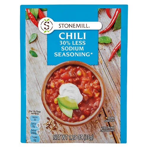 Mélange d'assaisonnement pour chili à teneur réduite en sodium Stonemill, 35 g
