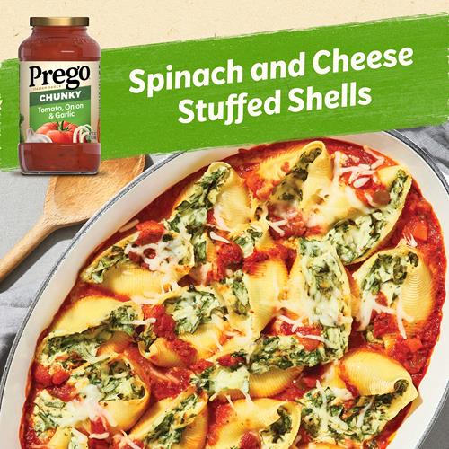 Sauce pour pâtes Prego Chunky Tomato avec ail et oignon, pot de 680 g