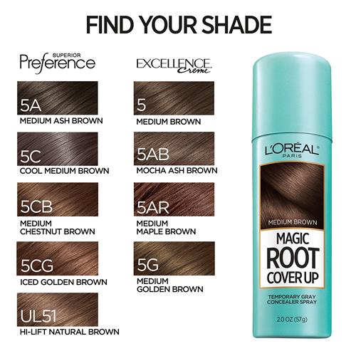 L'Oréal Paris Magic Root Cover Up Vaporisateur anti-repousse, brun moyen, 57 g (l'emballage peut varier)