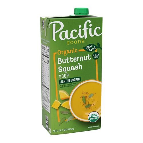 Soupe biologique au potiron de Pacific Foods, soupe végétale à teneur réduite en sodium, carton de 946 ml