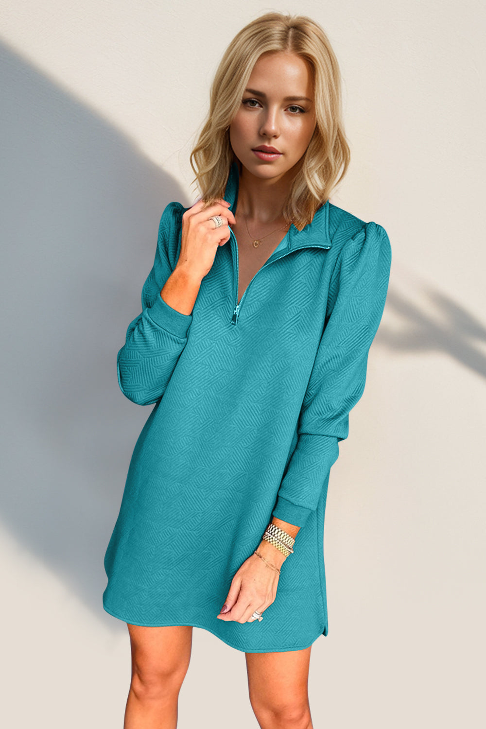 Robe longue zippée texturée Double Take Robe zippée classique pour femme Robe d'extérieur confortable
