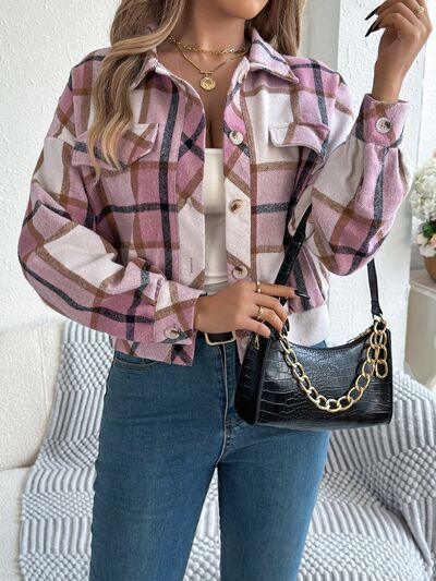 Veste à carreaux boutonnée à manches longues pour femme, confortable, tendance et décontractée, veste simple
