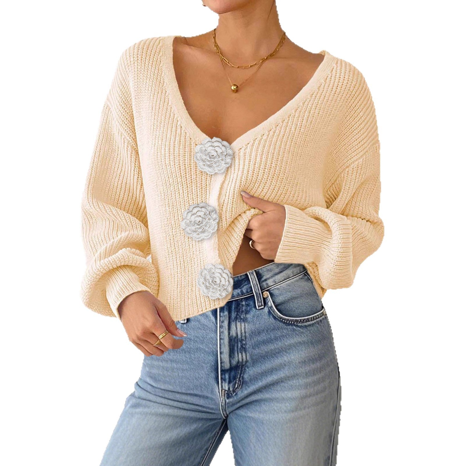 Cardigan en tricot crochet pour femme