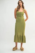Robe Midi Femme Sans Manches En Crochet À Ourlet Volanté – Robe en Maille Crochetée, Robe à Ourlet Volanté Unique, Robe Midi Sans Manches, Robe Midi d'Été, Robe en Crochet Élégante