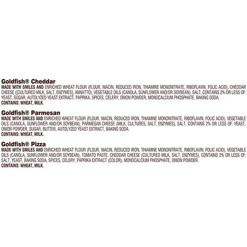 Biscuits Goldfish Say Cheeeese, assortiment de paquets de 20 unités avec cheddar, pizza et parmesan