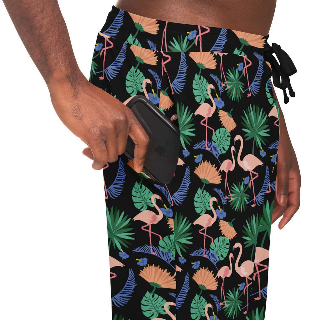 Joggers fleuris exotiques Flamant rose