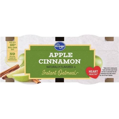 Coupes de gruau instantané pomme cannelle Kroger, 4 unités