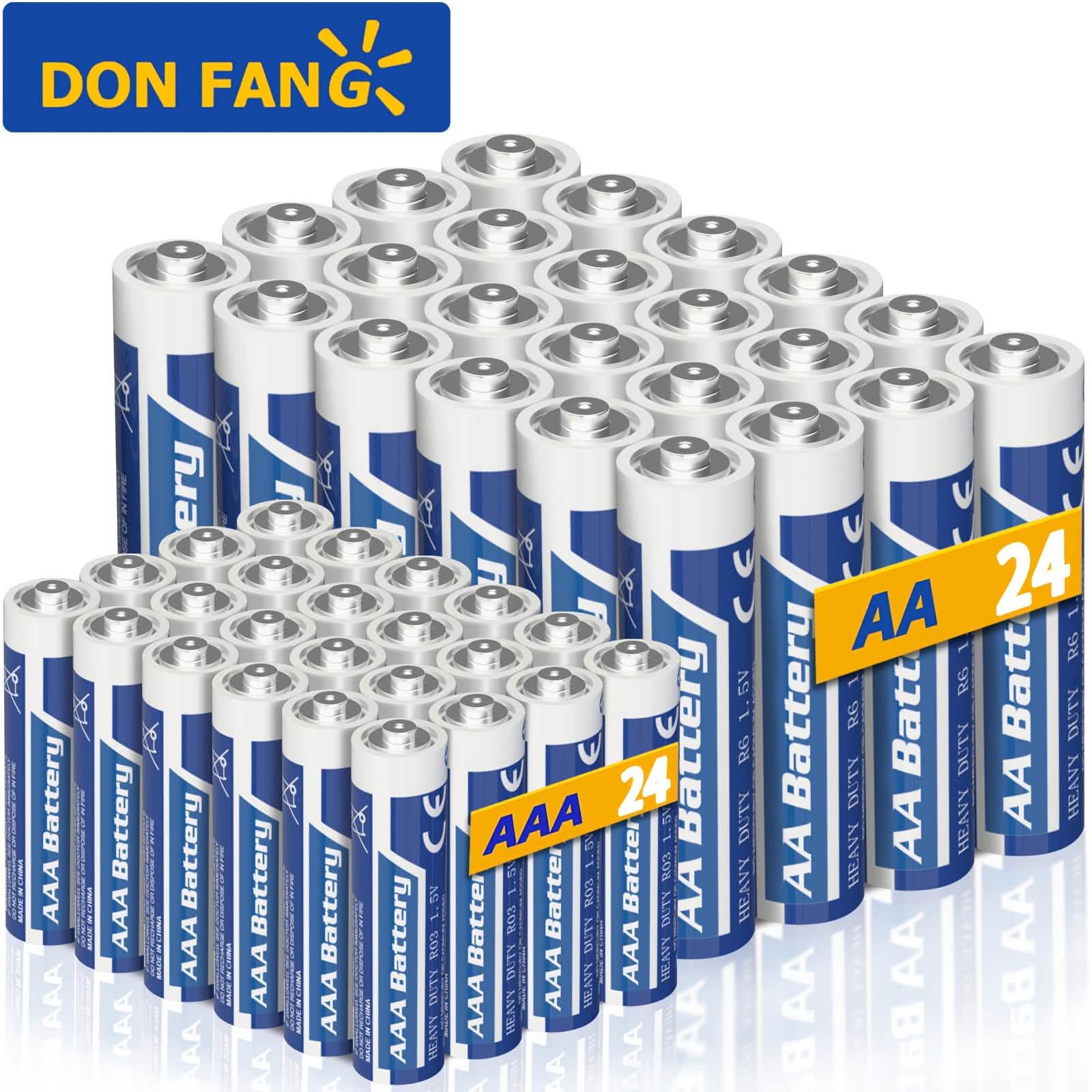Lot de 48 piles : AA + AAA Carbone – 1,5 V, non rechargeables