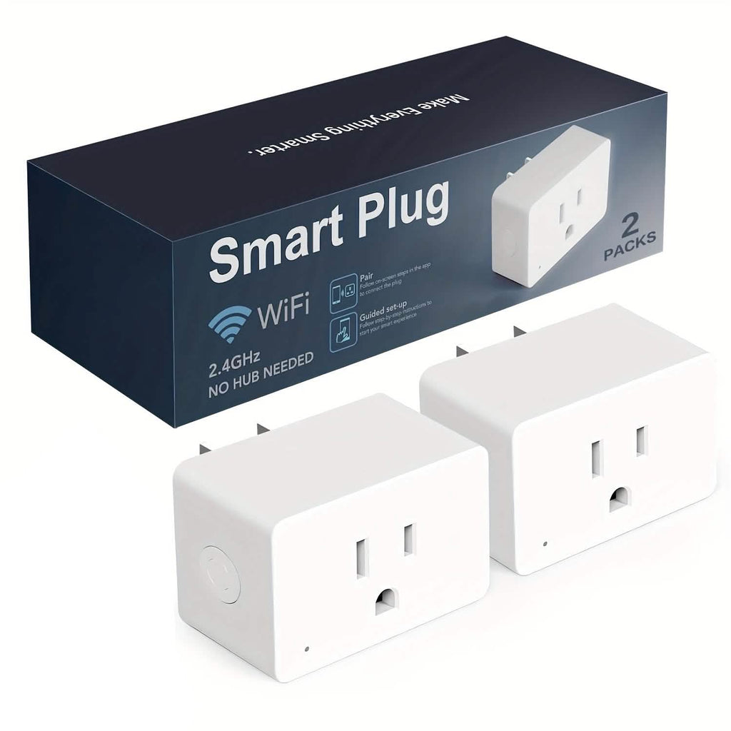 Lot de 2 : Prise intelligente Wi-Fi – 15A, minuterie et contrôle par application, compatible avec Alexa et Google Home