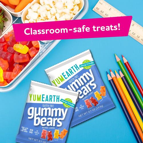 Yumearth Oursons Gélifiés Biologiques - Paquets de Collations Gélifiées aux Fruits, Sans Gluten pour Enfants - Sans Allergènes, Sans OGM, Sans Arômes ni Colorants Artificiels - Saveurs Assorties, 0,7 oz - 15 Unités (Paquet O