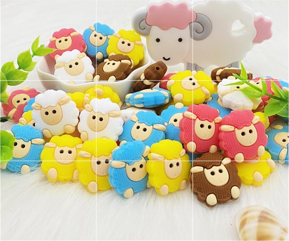 5 pièces animaux de dessin animé silicone anneau de dentition mouton pour enfants nouveau-nés anneau de dentition pour les dents