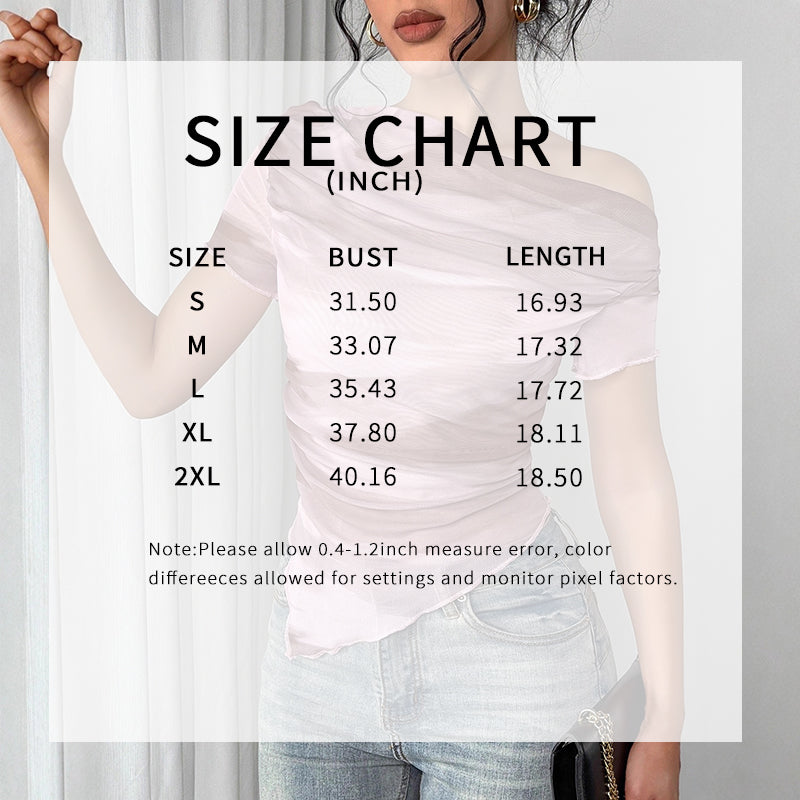 Haut froncé asymétrique tie-dye en maille à une épaule pour femme – T-shirt extensible pour sortir
