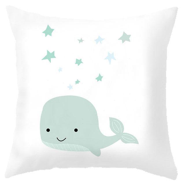 Coussin bébé Imprimé baleine Décoration enfants Lapin mignon Ours Cils Amour Housse de coussin décorative Lapin Oreillers mignons Petits lapins blancs pour la maison 45x45CM