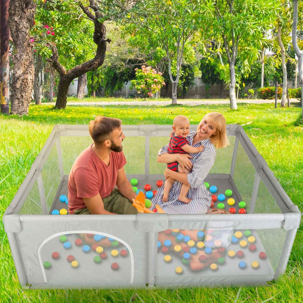 Parc pour bébé avec porte zippée et base anti-ventouse