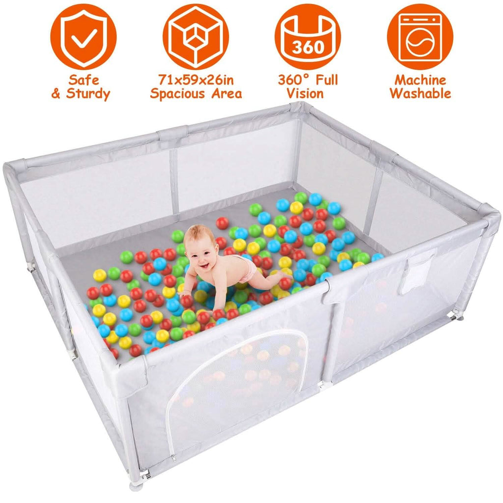 Parc pour bébé avec porte zippée et base anti-ventouse