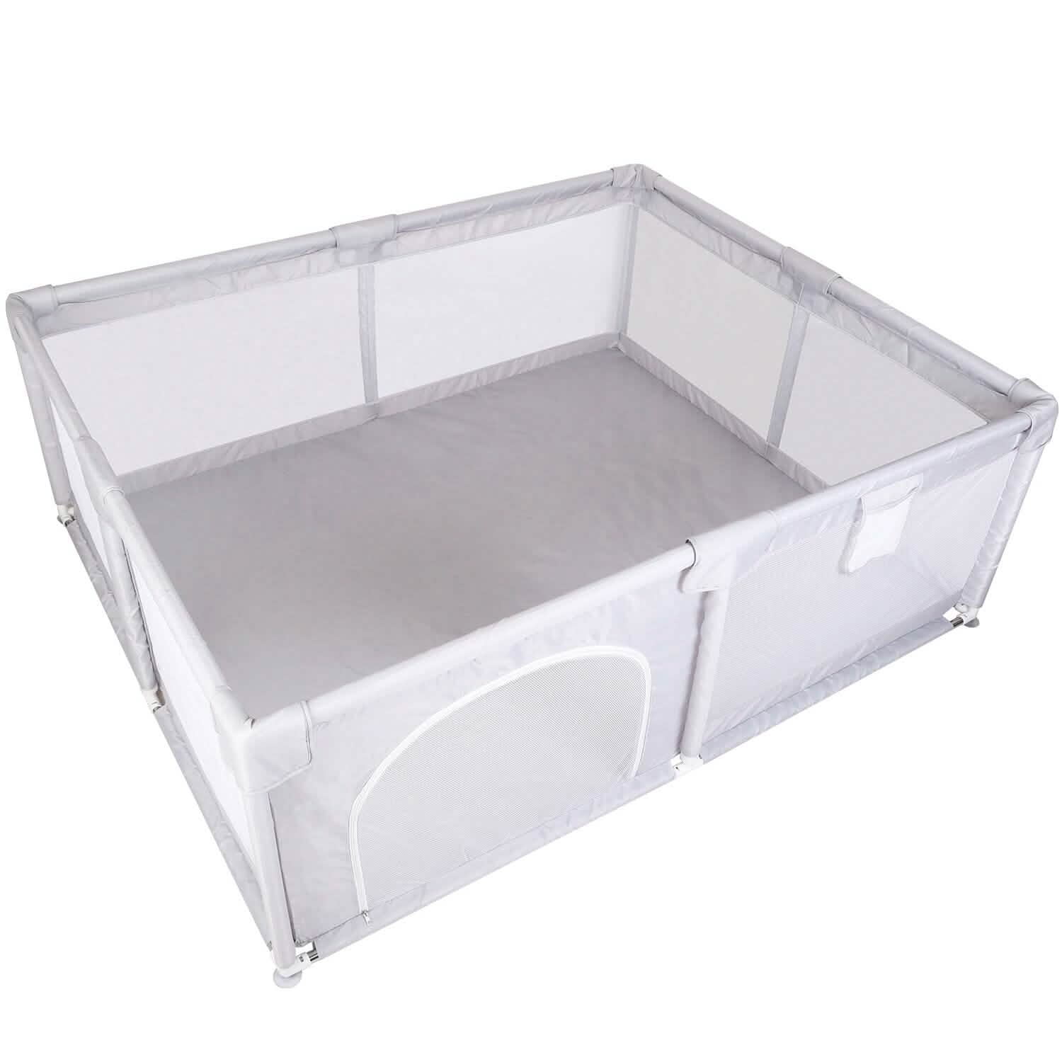 Parc pour bébé avec porte zippée et base anti-ventouse