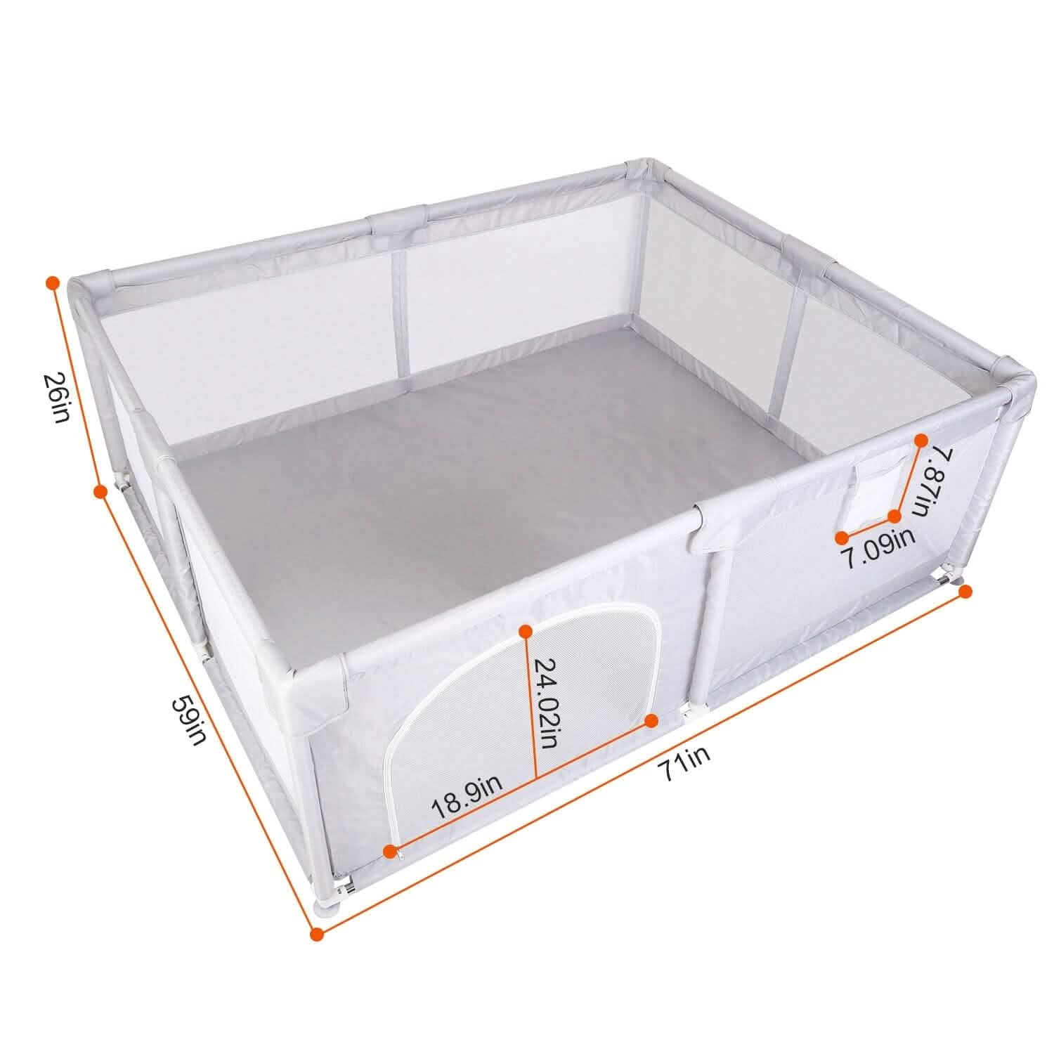 Parc pour bébé avec porte zippée et base anti-ventouse