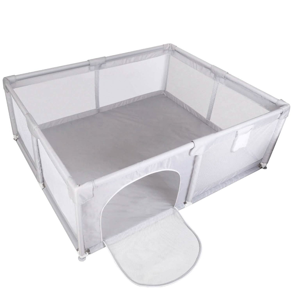 Parc pour bébé avec porte zippée et base anti-ventouse