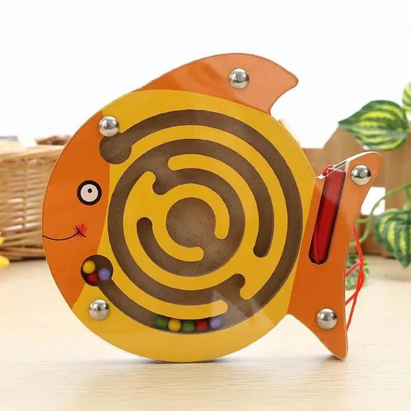 Jouet en bois pour bébé Labyrinthe magnétique Planche d'équilibre en bois, Puzzle Labyrinthe pour bébés 0-12 mois