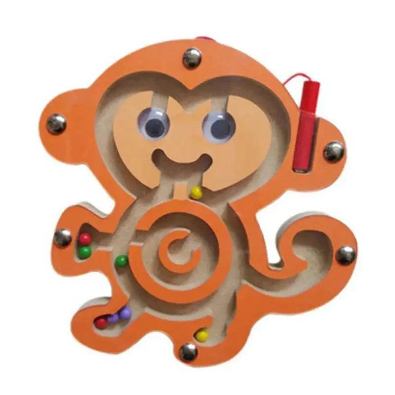 Jouet en bois pour bébé Labyrinthe magnétique Planche d'équilibre en bois, Puzzle Labyrinthe pour bébés 0-12 mois