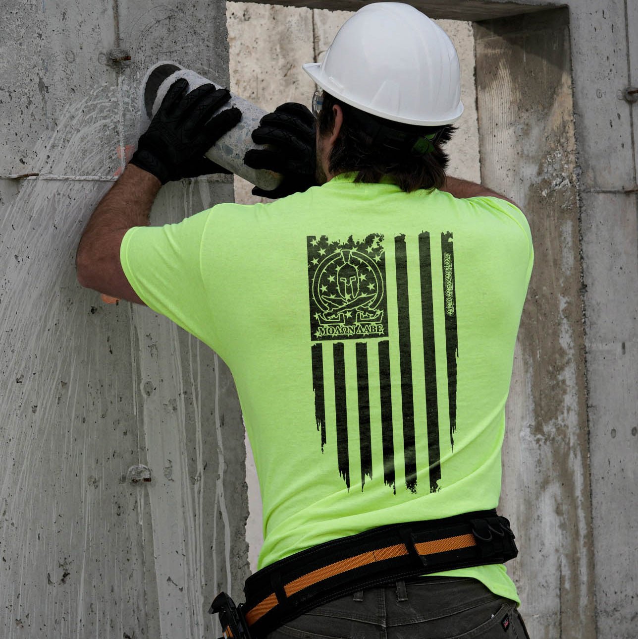 T-shirt Molon Labe Ghost Flag - Jaune fluo