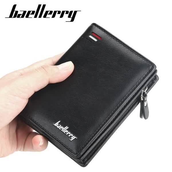 Portefeuille court de mode Baellerry pour hommes avec fermeture éclair