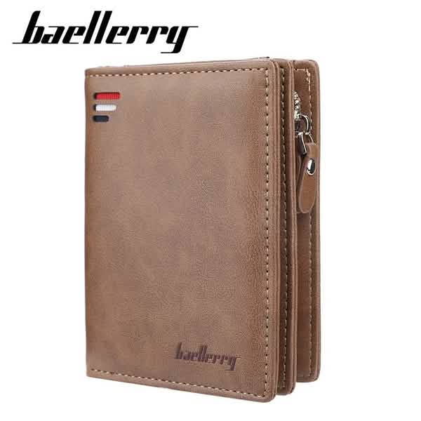 Portefeuille court de mode Baellerry pour hommes avec fermeture éclair
