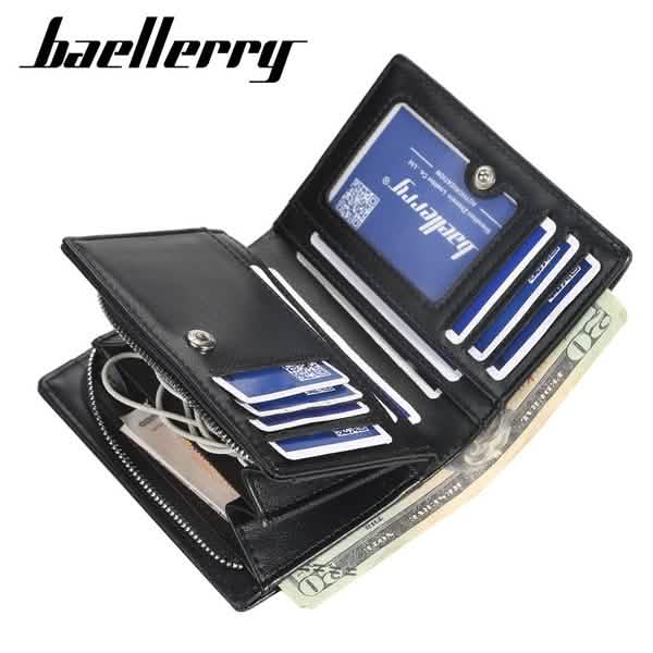 Portefeuille court de mode Baellerry pour hommes avec fermeture éclair