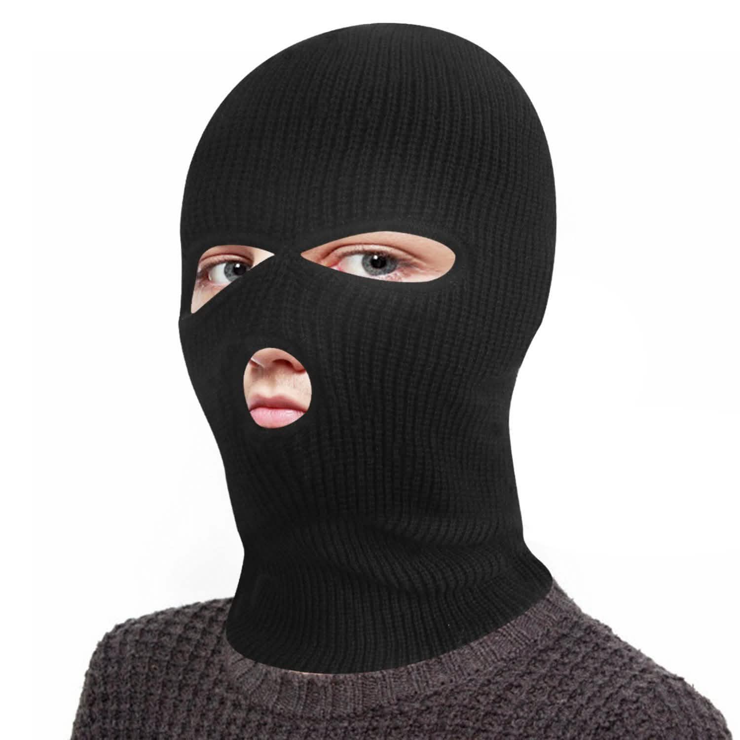 Masque Cagoule 3 Trous Tricoté Coupe-Vent Masque de Ski Couverture Intégrale