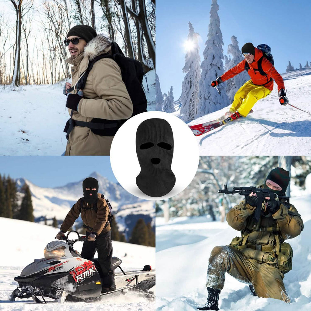 Masque Cagoule 3 Trous Tricoté Coupe-Vent Masque de Ski Couverture Intégrale