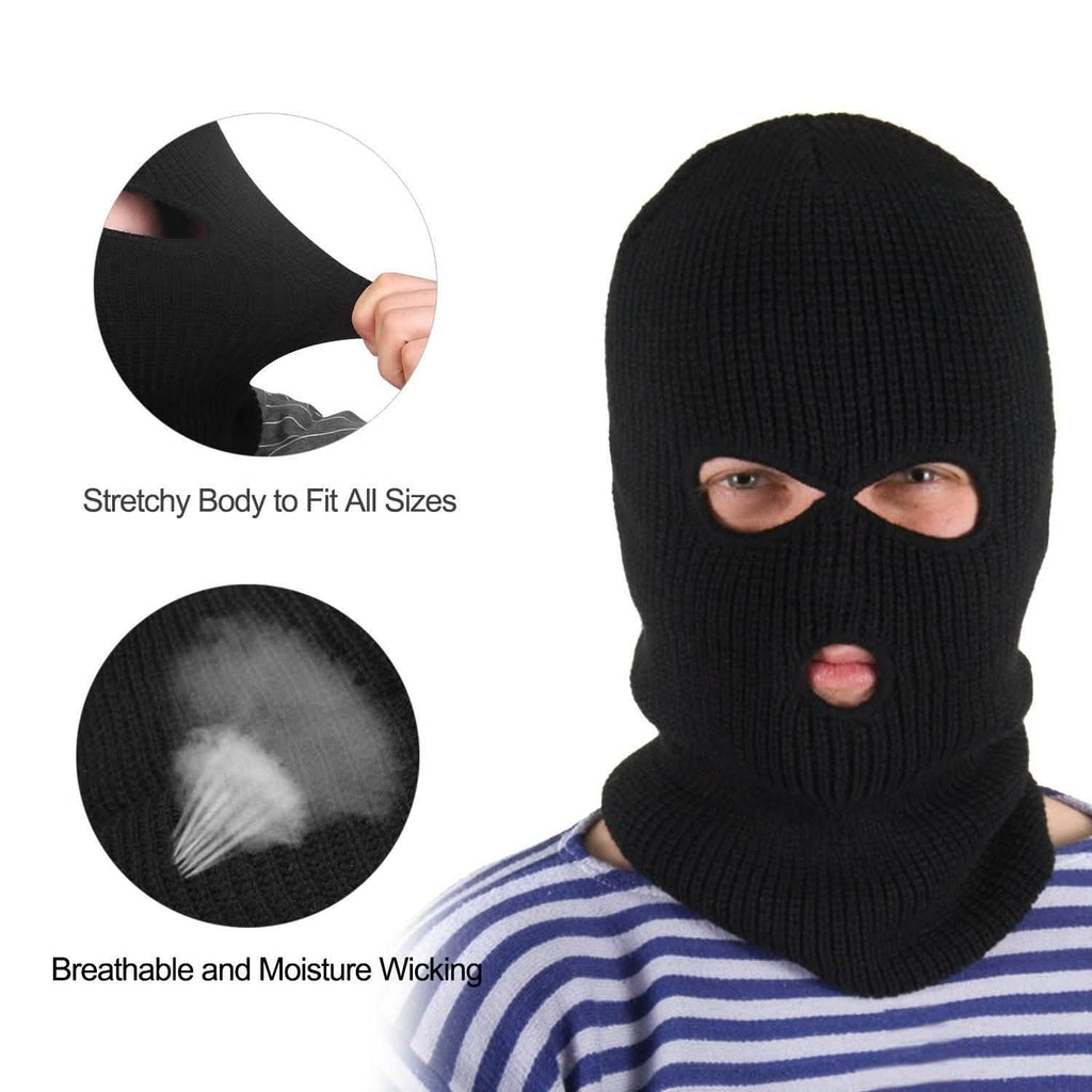 Masque Cagoule 3 Trous Tricoté Coupe-Vent Masque de Ski Couverture Intégrale